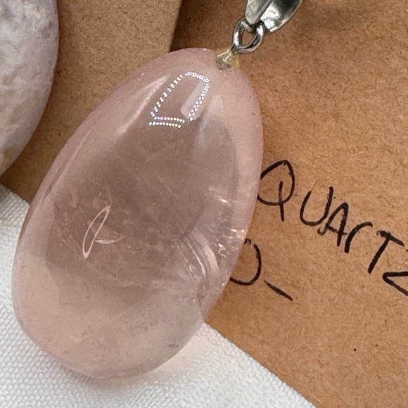 Rose quart Flower Agate & unakite 1.5”-2” pendants on a 9” cord SET 3 necklace - Picture 5 of 5